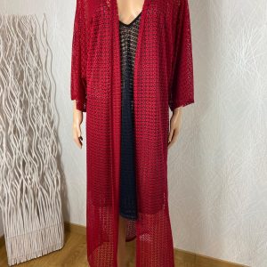 Nuisette peignoir de nuit rouge transparent sexy broderie Edmond Boublil