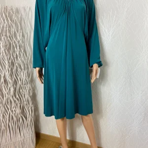 Robe verte jeu de plis manches longues chauve-souris Edmond Boublil