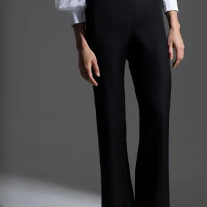 SALOMÉ - Pantalon de smoking noir en laine et soie