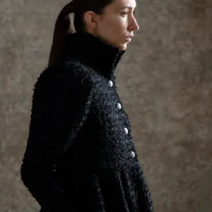 CLARA - Veste en tweed noir pailleté