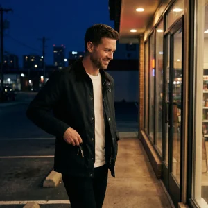 Riche | Veste homme en coton coupe-vent multi-poches – coupe ample, raffinée, utilité quotidienne