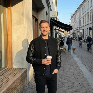 Riche | Blouson Bomber Homme Laine & Cuir – Élégance Raffinée