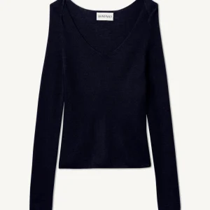 Pull col V maille unie