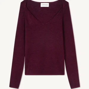 Pull col V maille unie