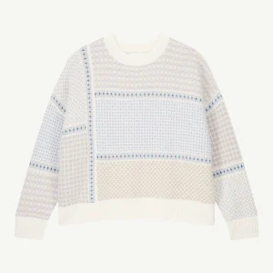 Pull col rond micromotif