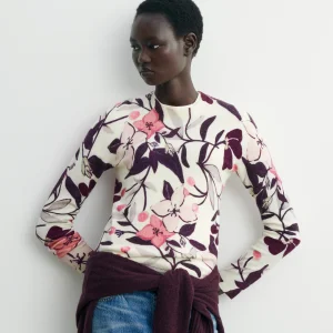 Pull col rond imprimé