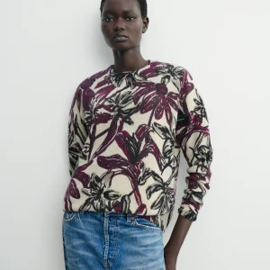 Pull col rond imprimé