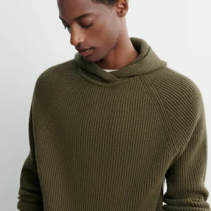 Pull à capuche à côtes