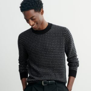 Pull col rond micromotif