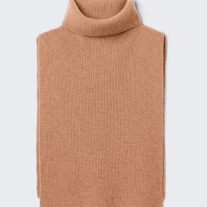 Plastron col montant à côtes fantaisie sans coutures