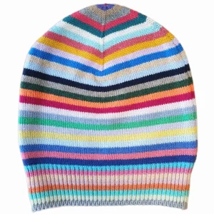 100% CASHMERE MULTICOLOR STRIPES BEANIE. D-2174/200
