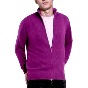 MEN'S 100% CASHMERE SOLID ZIP-UP CARDIGAN. 21048/43MLUNI