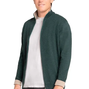 MEN'S 100% CASHMERE 2-TONE ZIP-UP. 21048/43MLBIC