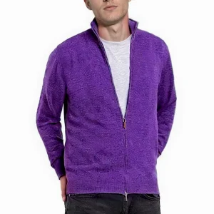 MEN'S 100% CASHMERE SOLID ZIP-UP. 21048/43MLUNI