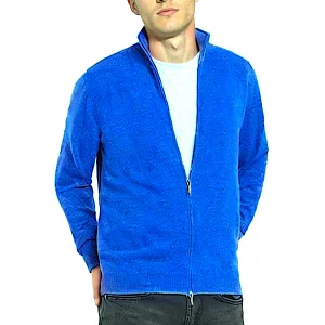 MEN'S 100% CASHMERE SOLID ZIP-UP. 21048/43MLUNI