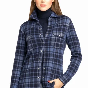 WOMEN 'S 100% CASHMERE JACQUARD CHECKED SHIRT. D-25049/70ML