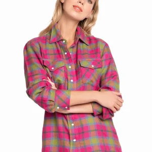 WOMAN'S 100% CASHMERE LIGHTWEIGHT PLAID SHIRT. D-26539/70ML