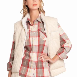 WOMEN'S 100% CASHMERE HANDWOVEN PLAID SHIRT. D-26068/70ML