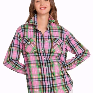 WOMEN'S 100% CASHMERE HANDWOVEN PLAID SHIRT. D-26070/70MLPIC