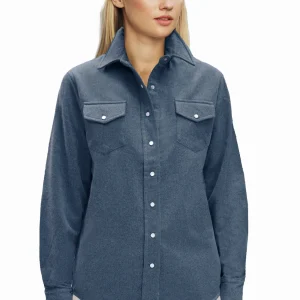 WOMAN'S 100% CASHMERE WOVEN WESTERN SHIRT. D-26585/70ML