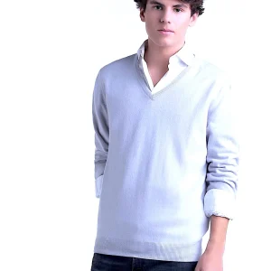 MEN’S 100% CASHMERE SOLID V-NECK. 21003/10ML