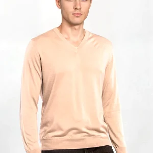 MEN'S 80% CASHMERE 20% SILK SOLID LIGHTWEIGHT V-NECK. 77100/10ML
