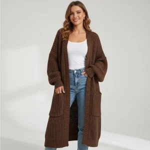 Riche | Manteau femme long en maille tricotée