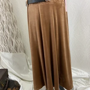 Jupe longue fluide brun Victoria - Taille Unique