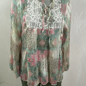 Blouse transparente avec dentelle fil doré Trois Ka