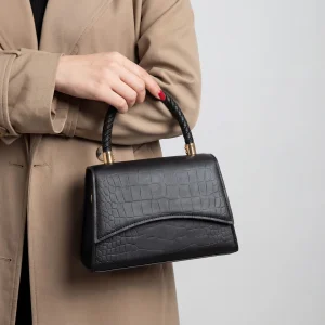 Riche | Sac Femme Bandoulière en Cuir Gaufré Croco avec Poignée