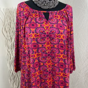 Blouse rose à motifs manches 3/4 La Fiancée du mekong