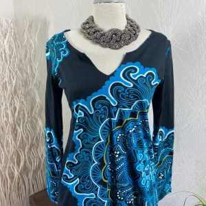 Pull noir et bleu manches longues 100 % coton Aller Simplement