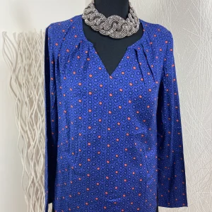 Blouse bleue à motifs manches longues La Fiancée du Mekong