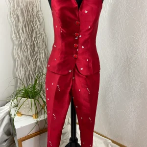Tailleur femme pantalon rouge de créateur Tabala Paris