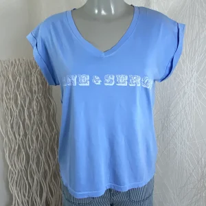 T-shirt Jane et Serge coton bleu sans manches col V Jane Blue