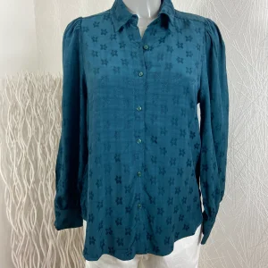 Chemisier fleuri vert pétrole An'ge