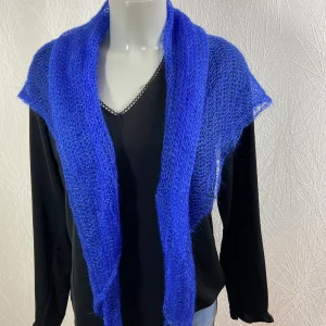 Chale triangle mohair et soie tricoté main Substance Biarritz