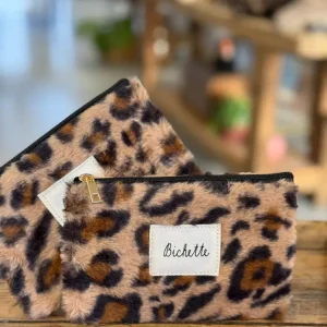 Pochette "Bichette" • Léopard en fausse fourrure foncé 🐆