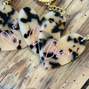 ✨ Porte-clés paillettes Bisou 💋