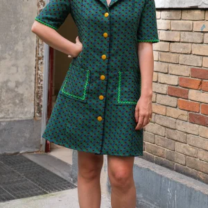 Robe Soirée à Naples, jacquard de coton, made in France