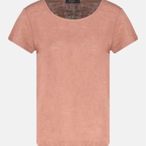 T-shirt rose manches courtes coupe droite col pailleté Deeluxe