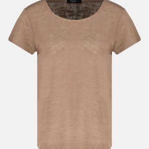 T-shirt beige coupe droite manches courtes effet pailleté Deeluxe